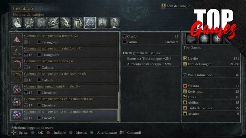 GUIDA DEFINITIVA BLOODBORNE gemme top games italia